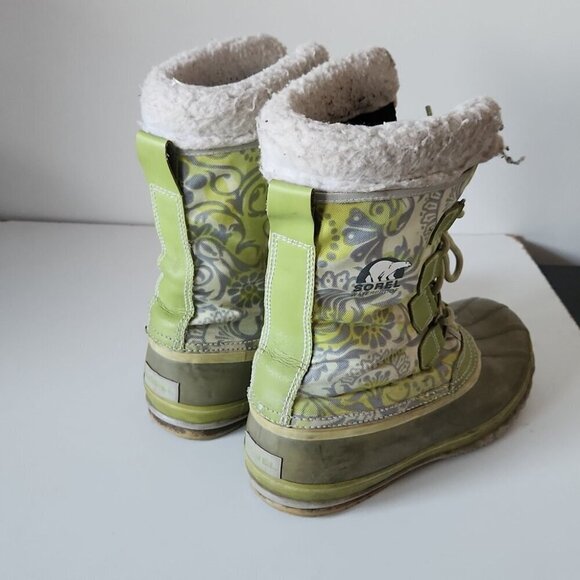 SOREL | Rare print snow boots pistachio green sz 9 - Picture 3 of 4